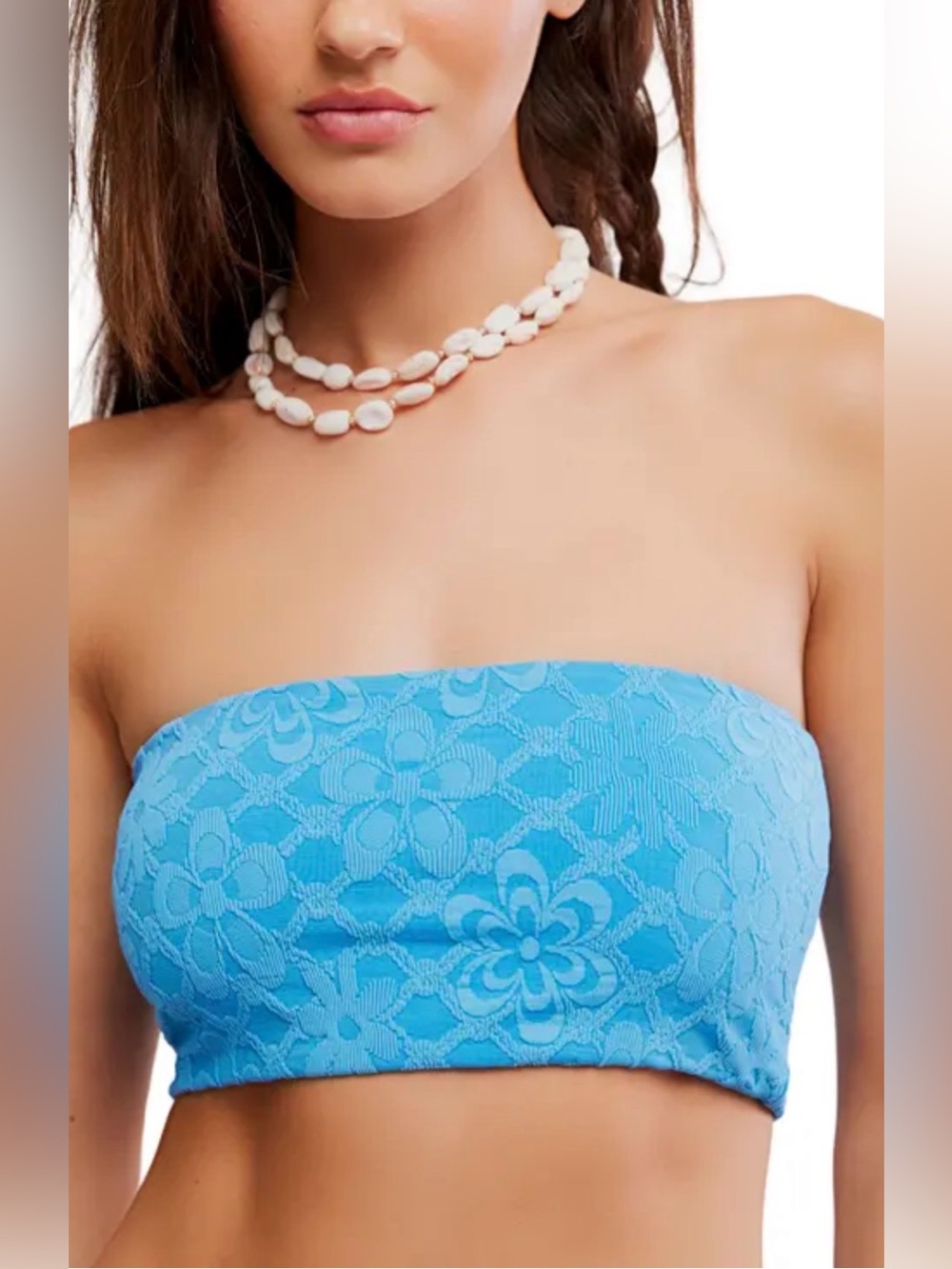 Free People Free-est Lola Strapless Bandeau Bikini Top Blue